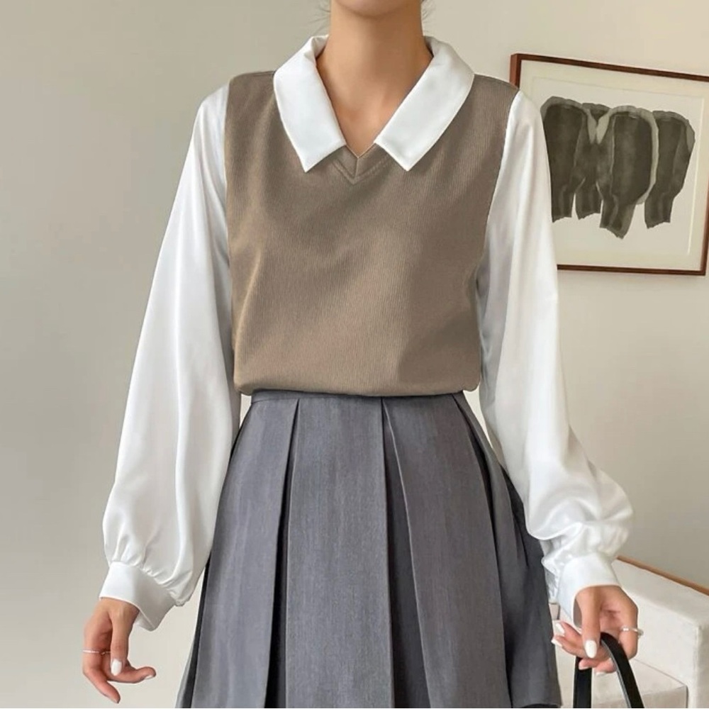 Dazy Colorblock Ribbed Knit Top